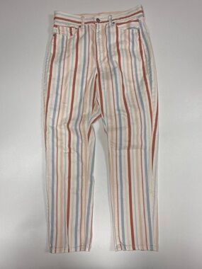 American Eagle High Waisted Striped Mom Jeans Size 8
